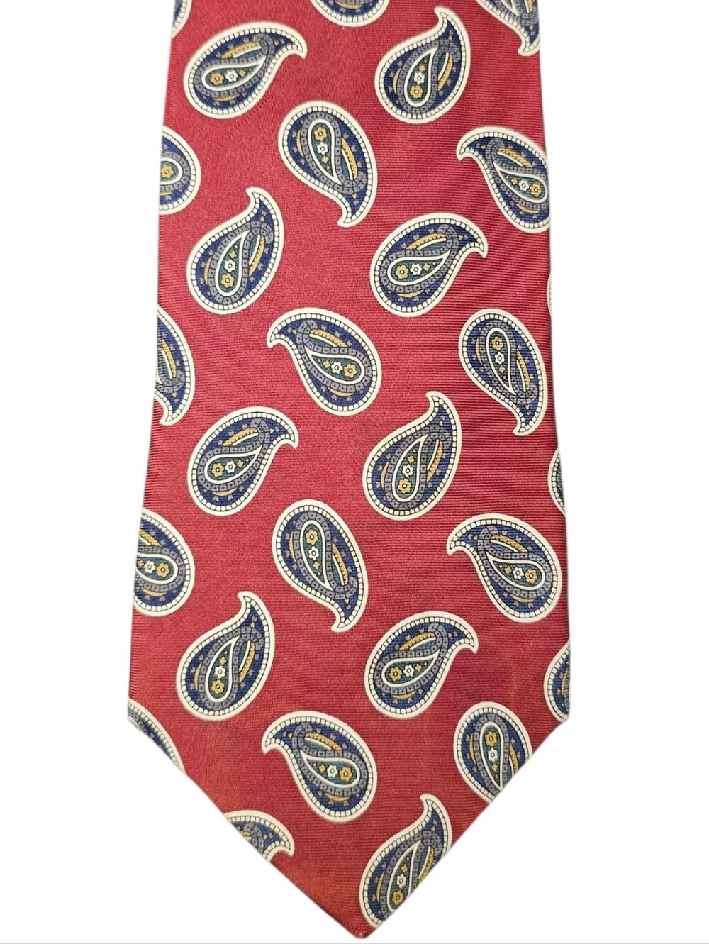 Jos. A. Bank Executive Collection Men's Rust Red Paisley Handmade 100% Silk Tie